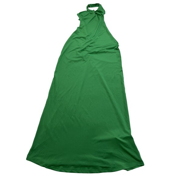 Mew Mews Emi One Shoulder Backless Maxi Dress In Green - Picture 1 of 5